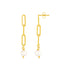 14k Yellow Gold Paperclip Chain Link Earrings with Pearls - necklaces