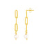 14k Yellow Gold Paperclip Chain Link Earrings with Pearls by Avera Group