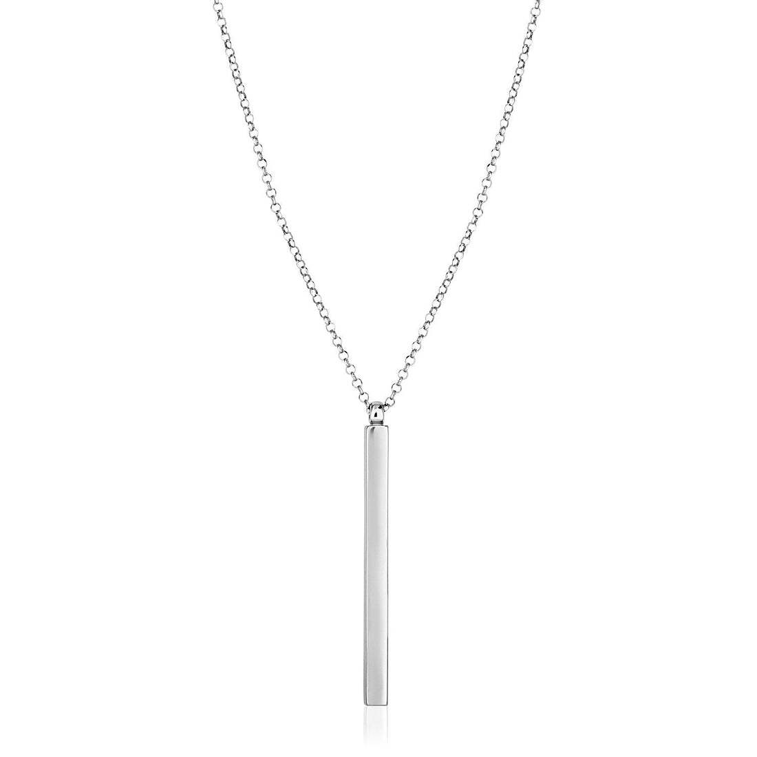 Sterling Silver 24 inch Necklace with Long Polished Bar Pendant by Avera Group
