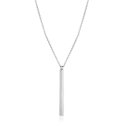 Sterling Silver 24 inch Necklace with Long Polished Bar Pendant by Avera Group