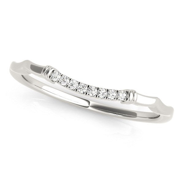 14k White Gold Wave Design Pave Set Diamond Wedding Ring (1/20 cttw) by Bids.com