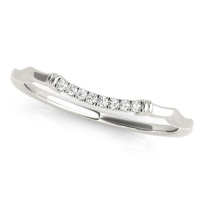 14k White Gold Wave Design Pave Set Diamond Wedding Ring (1/20 cttw) by Bids.com