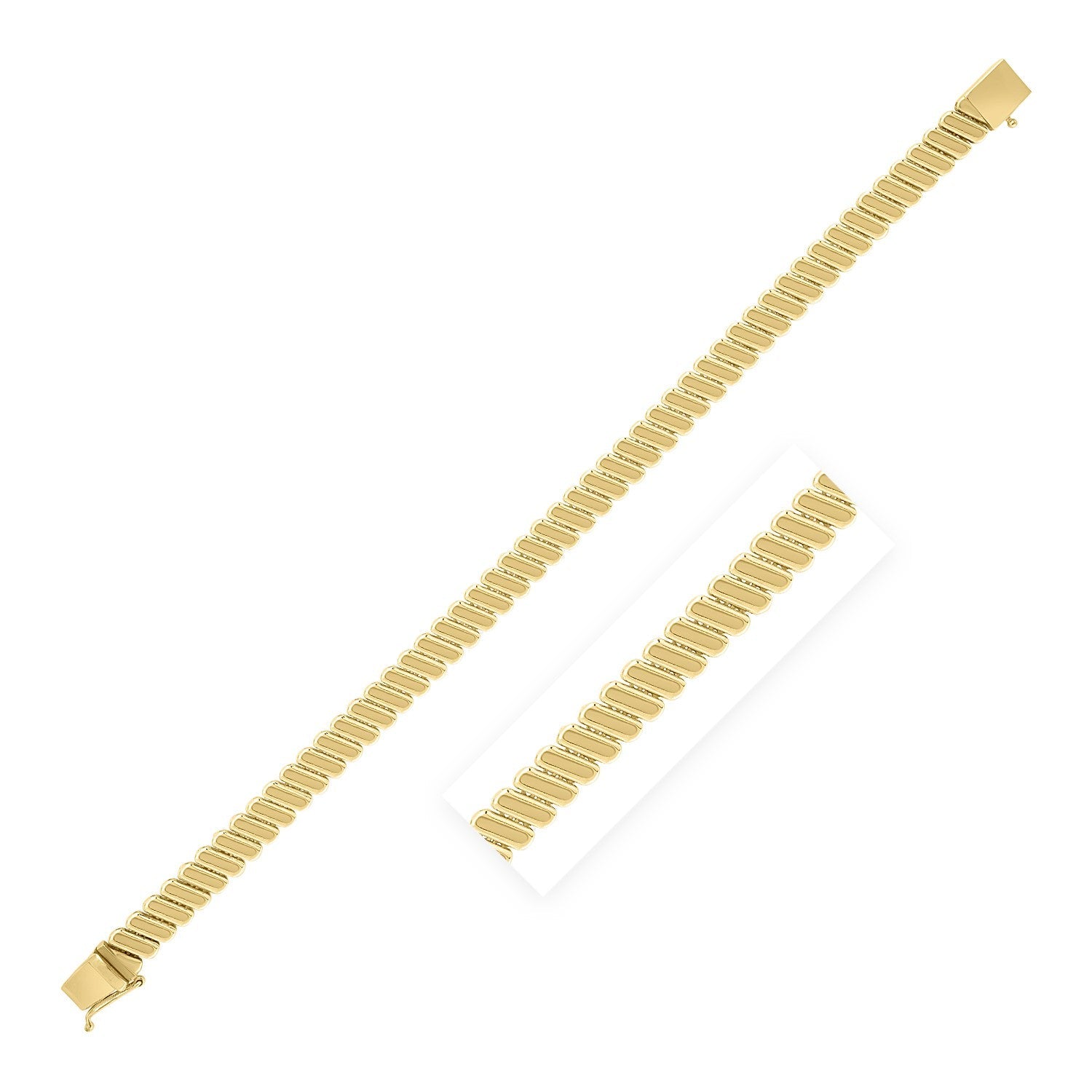14k Yellow Gold Rib Link Bracelet (7.00 mm) by Bids.com