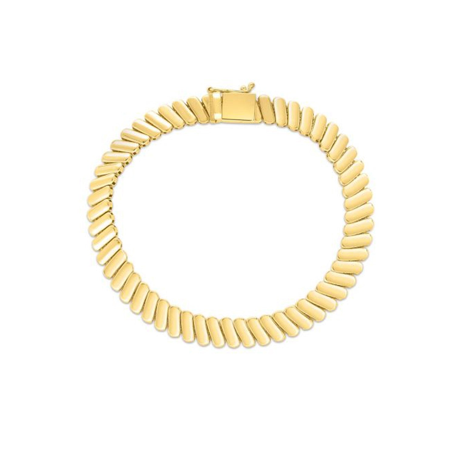 14k Yellow Gold Rib Link Bracelet (7.00 mm) by Bids.com