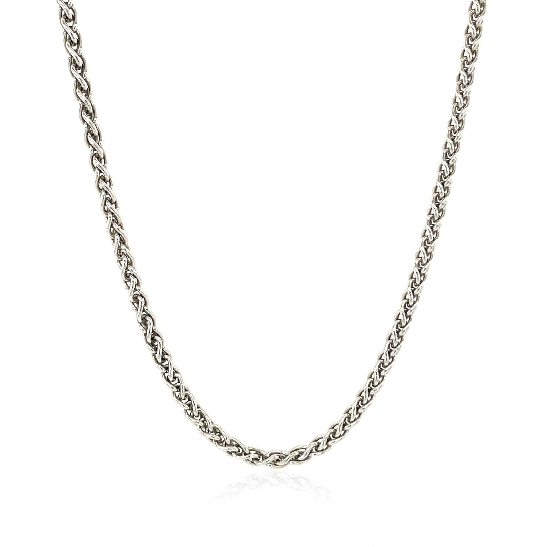 Sterling Silver Rhodium Plated Wheat Chain 2.6mm - DestGlow