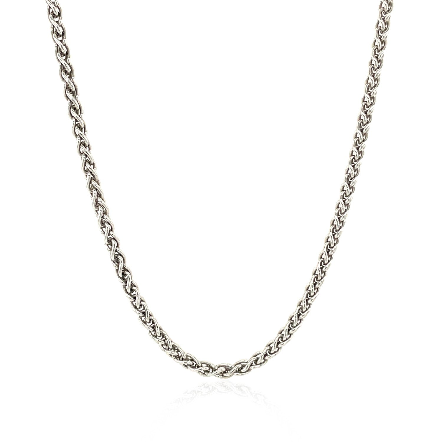 Sterling Silver Rhodium Plated Wheat Chain 2.6mm - DestGlow