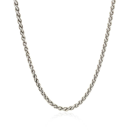Sterling Silver Rhodium Plated Wheat Chain 2.6mm - DestGlow