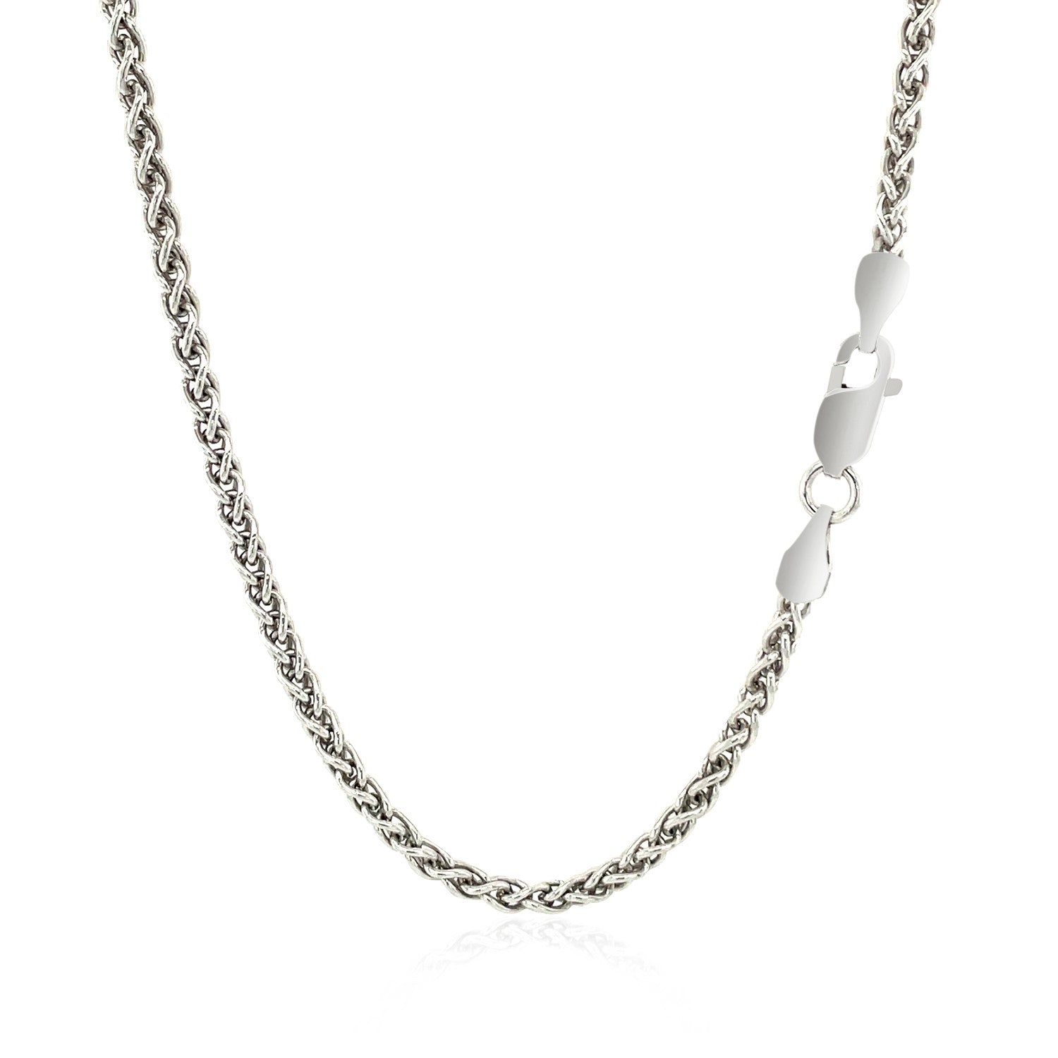 Sterling Silver Rhodium Plated Wheat Chain 2.6mm - DestGlow