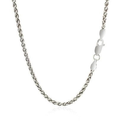 Sterling Silver Rhodium Plated Wheat Chain 2.6mm - DestGlow