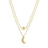 14k Yellow Gold Double-Strand Chain Necklace with Puff Moon and Star - necklaces