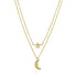 14k Yellow Gold Double-Strand Chain Necklace with Puff Moon and Star 