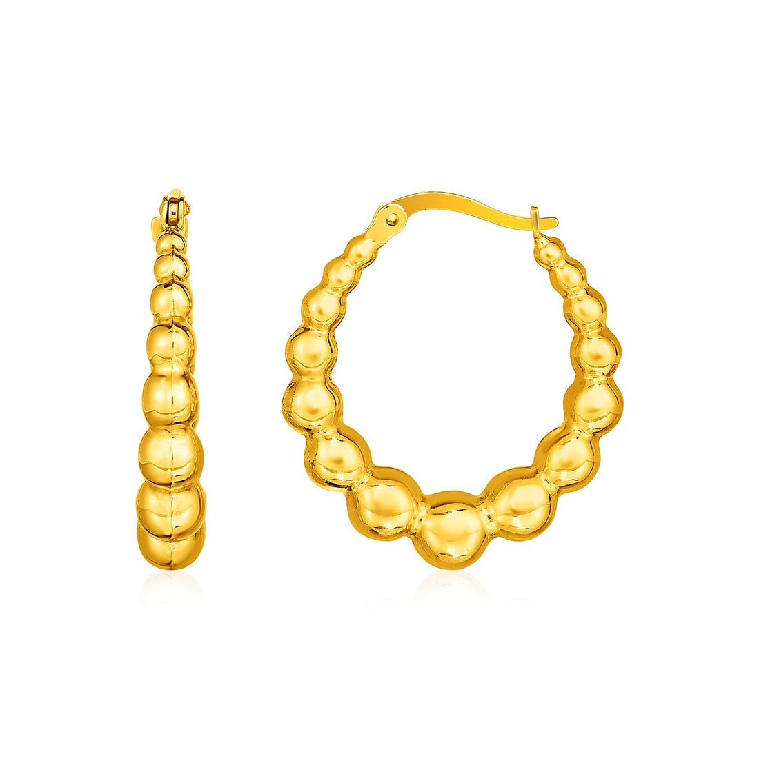 14k Yellow Gold Graduated Sphere Hoop Earrings by Bids.com