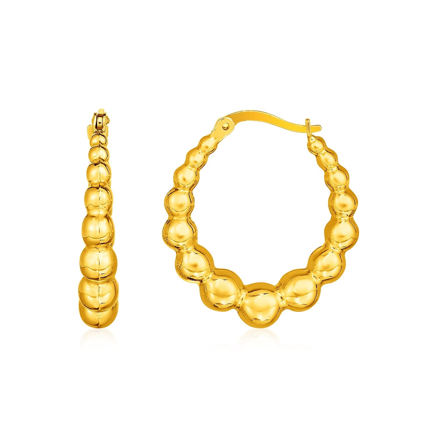 14k Yellow Gold Graduated Sphere Hoop Earrings by Bids.com