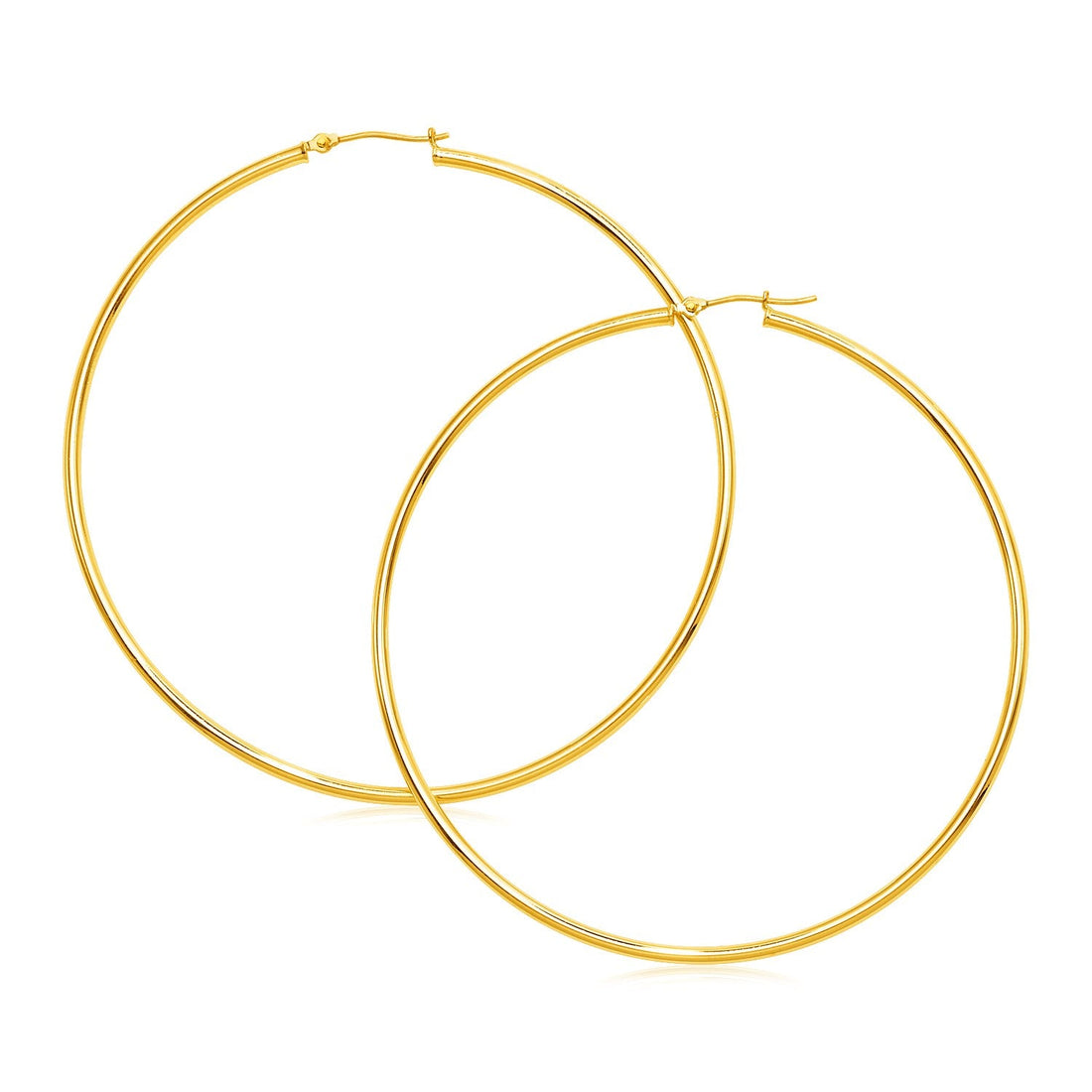 14k Yellow Gold Large Polished Hoop Earrings(2x70mm) - earrings