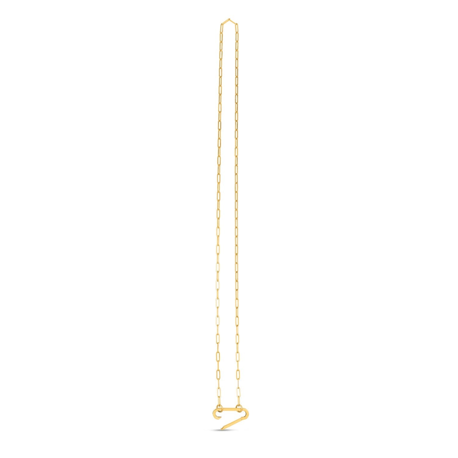 14k Yellow Gold Elongated Link Paperclip Necklace