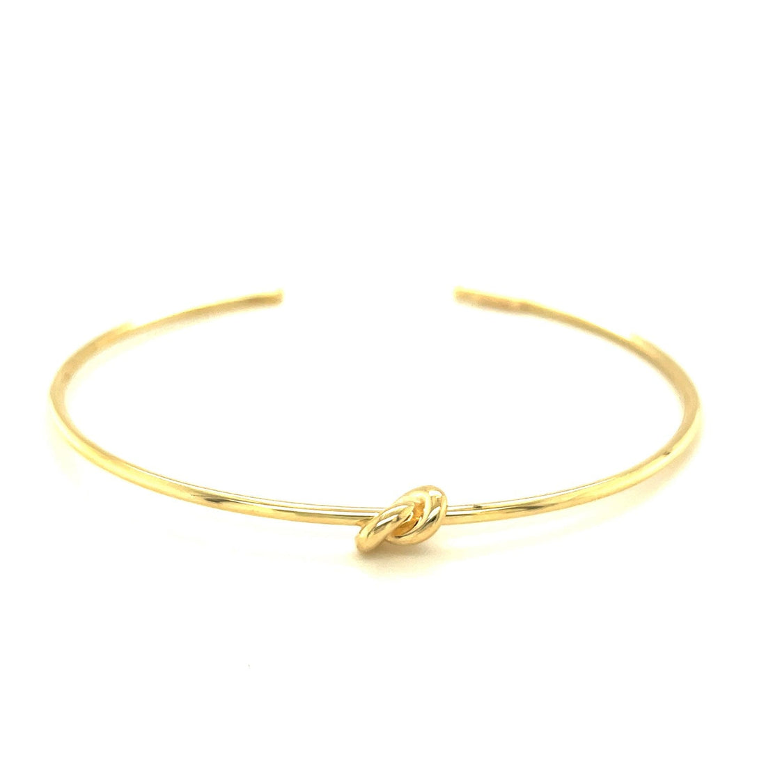 14k Yellow Gold Polished Cuff Bangle with Knot - DestGlow