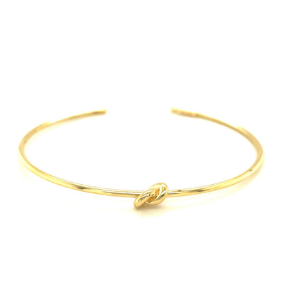 14k Yellow Gold Polished Cuff Bangle with Knot (5.50 mm) - DestGlow
