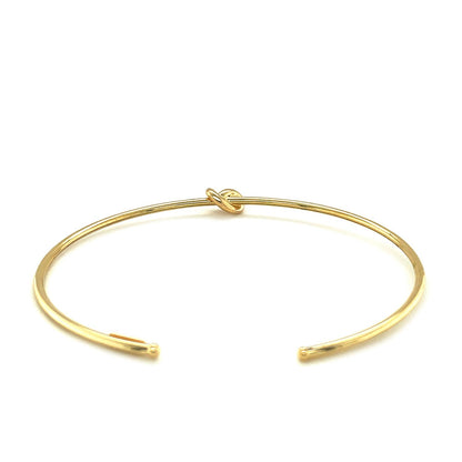 14k Yellow Gold Polished Cuff Bangle with Knot (5.50 mm) - DestGlow
