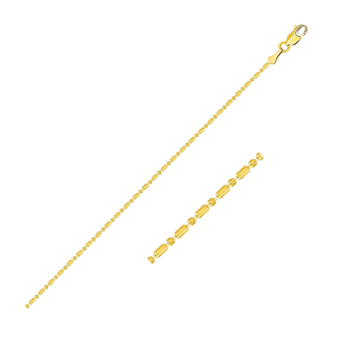 14k Yellow Gold Diamond-Cut Bead Chain 1.0mm - necklaces