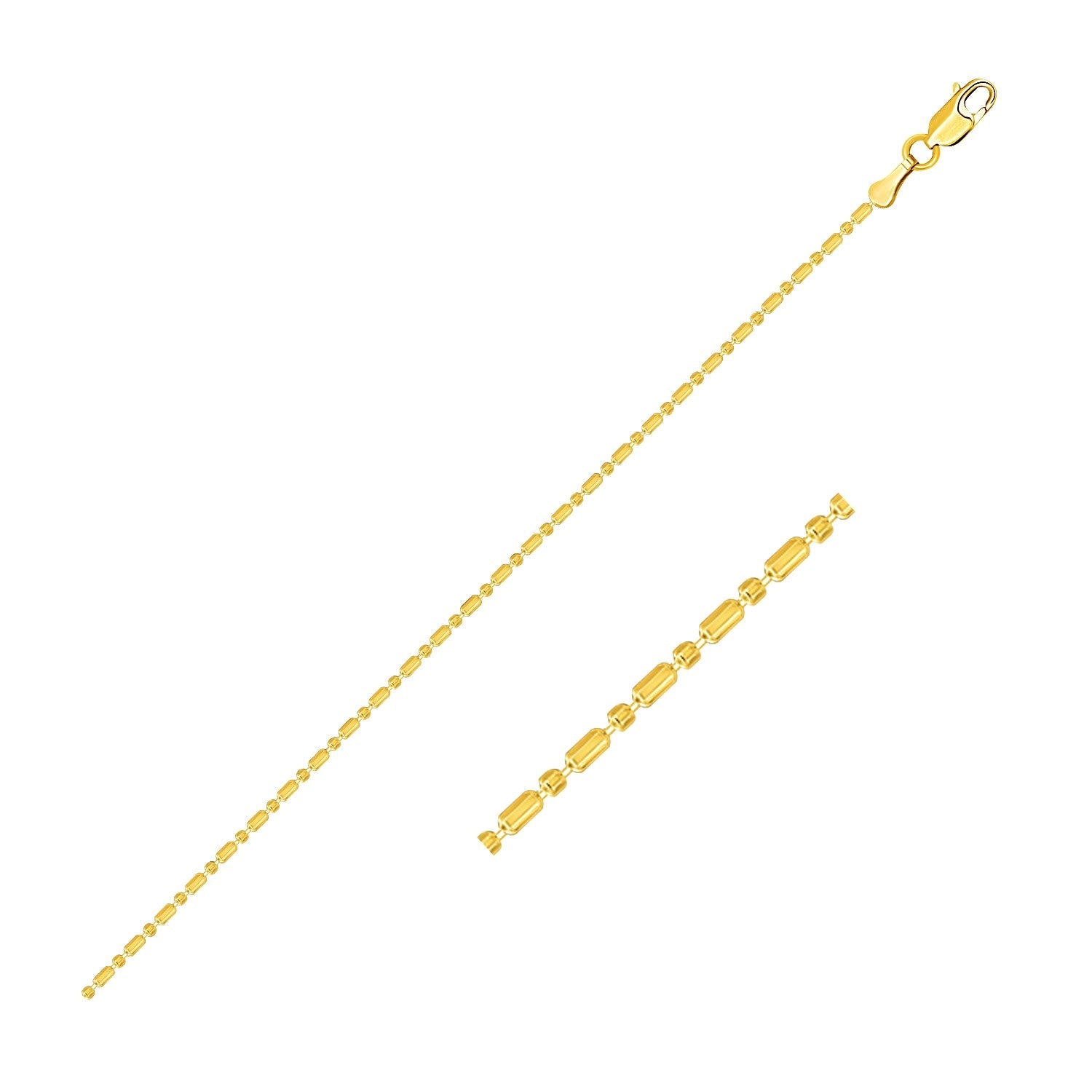 14k Yellow Gold Diamond-Cut Bead Chain 1.0mm - necklaces