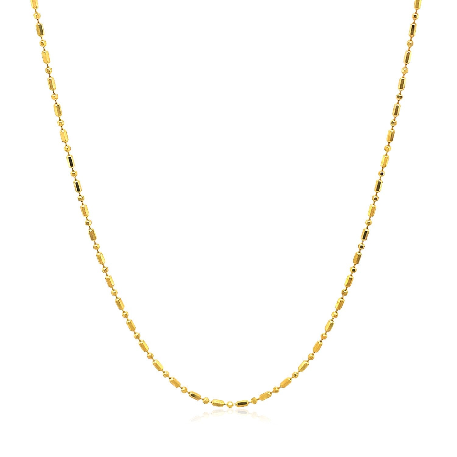 14k Yellow Gold Diamond-Cut Bead Chain (0.90 mm) - DestGlow
