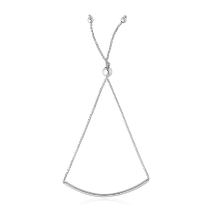14k White Gold Smooth Curved Bar Lariat Design Bracelet (1.00 mm) by Avera Group