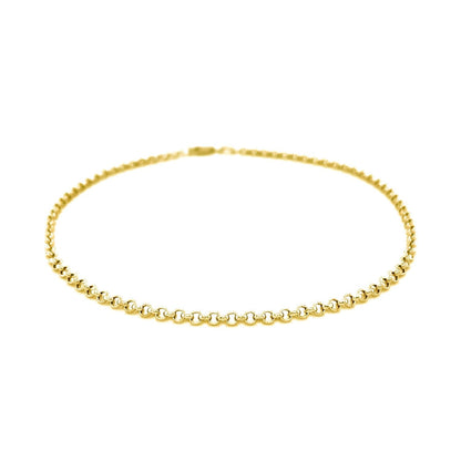 2.3mm 10k Yellow Gold Rolo Anklet 