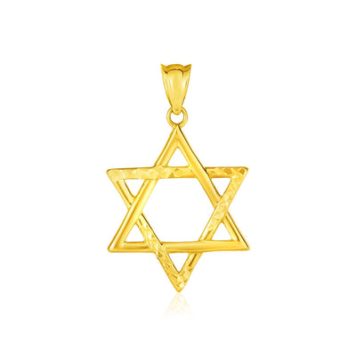 14k Yellow Gold Star of David Pendant - DestGlow