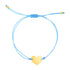 9 1/4 inch Blue Cord Adjustable Bracelet with 14k yellow Gold Heart - DestGlow