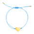 9 1/4 inch Blue Cord Adjustable Bracelet with 14k yellow Gold Heart 