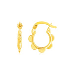 14k Yellow Gold Scalloped Hoop Earrings - earrings