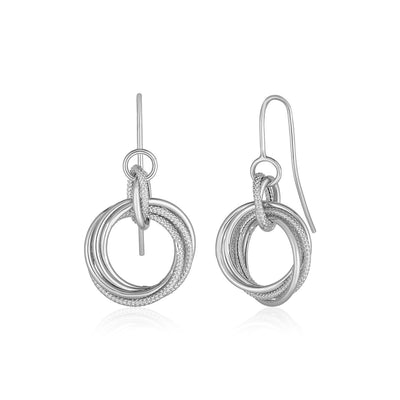 14k White Gold Earrings with Interlocking Circle Dangles - accessories