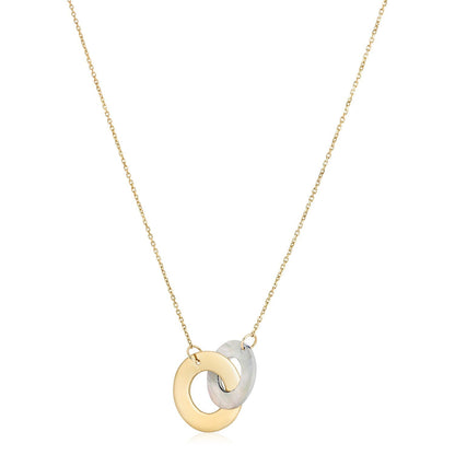 14k Yellow Gold High Polish Linked Mother of Pearl Circles Necklace  DestGlow