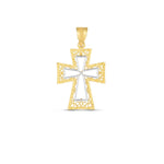 14k Two Tone Gold High Polish Diamond Cut Cross Pendant - necklaces