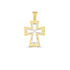14k Two Tone Gold High Polish Diamond Cut Cross Pendant - necklaces