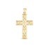 14k Yellow Gold High Polish Vine Cross Pendant - necklaces