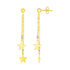 14k Two Tone Gold Drop Earrings with Polished Stars - earrings