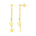 14k Two Tone Gold Drop Earrings with Polished Stars 