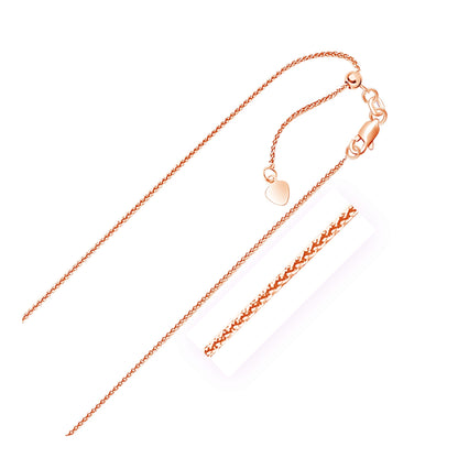 14k Rose Gold Adjustable Wheat Chain (1.00 mm)  DestGlow