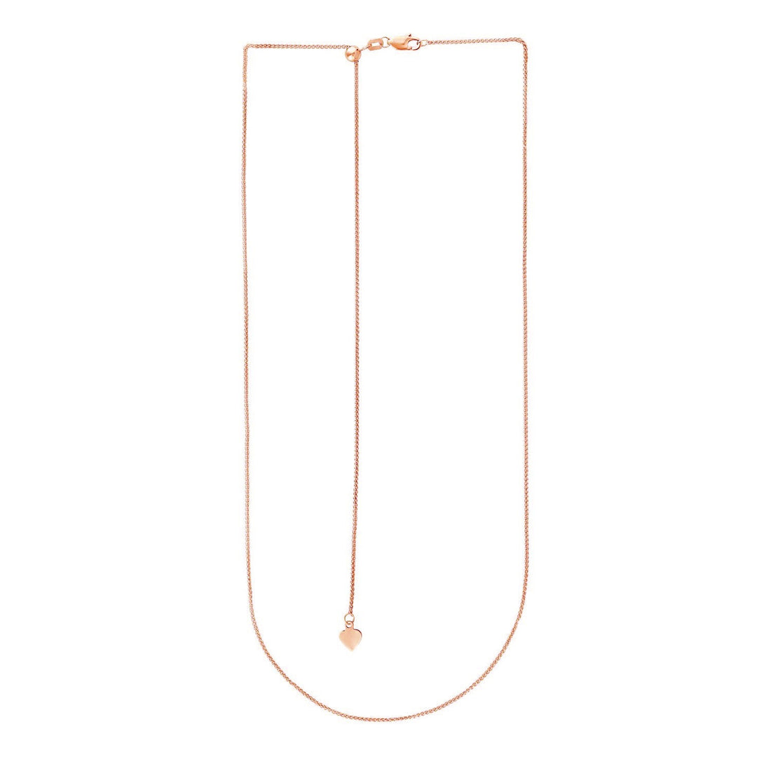 14k Rose Gold Adjustable Wheat Chain (1.00 mm)