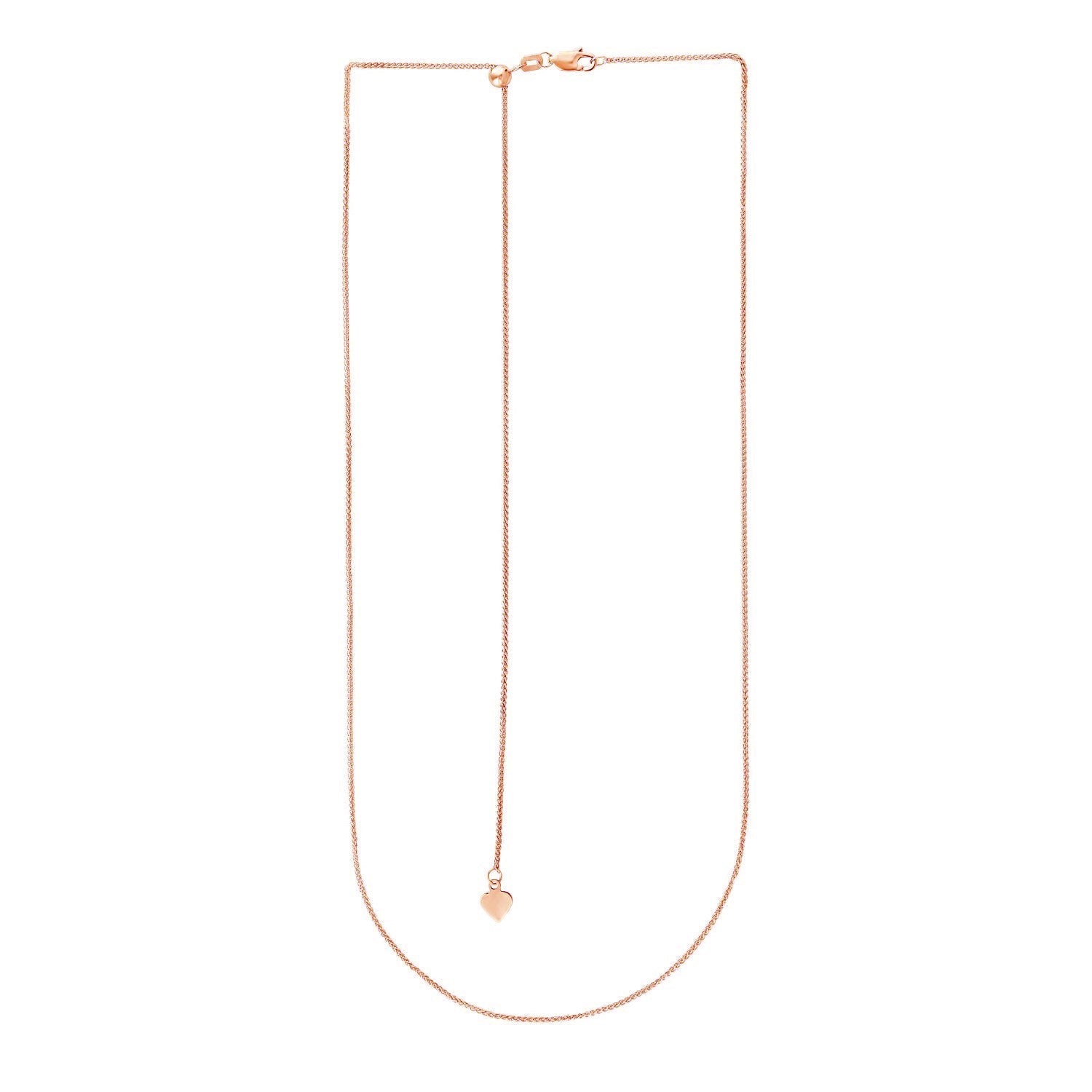 14k Rose Gold Adjustable Wheat Chain (1.00 mm)  DestGlow
