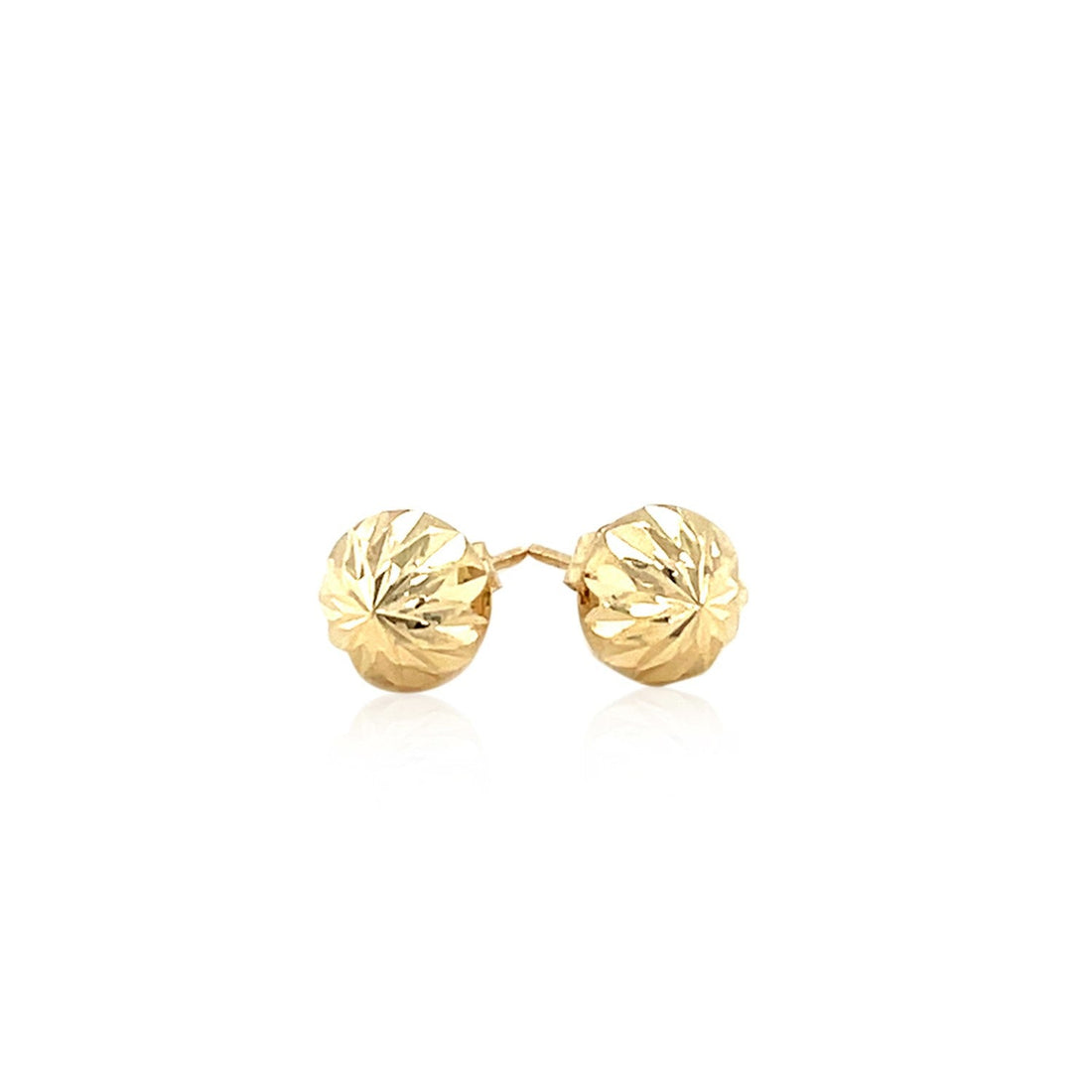 14k Yellow Gold Textured Flat Style Stud Earrings(6mm) - DestGlow