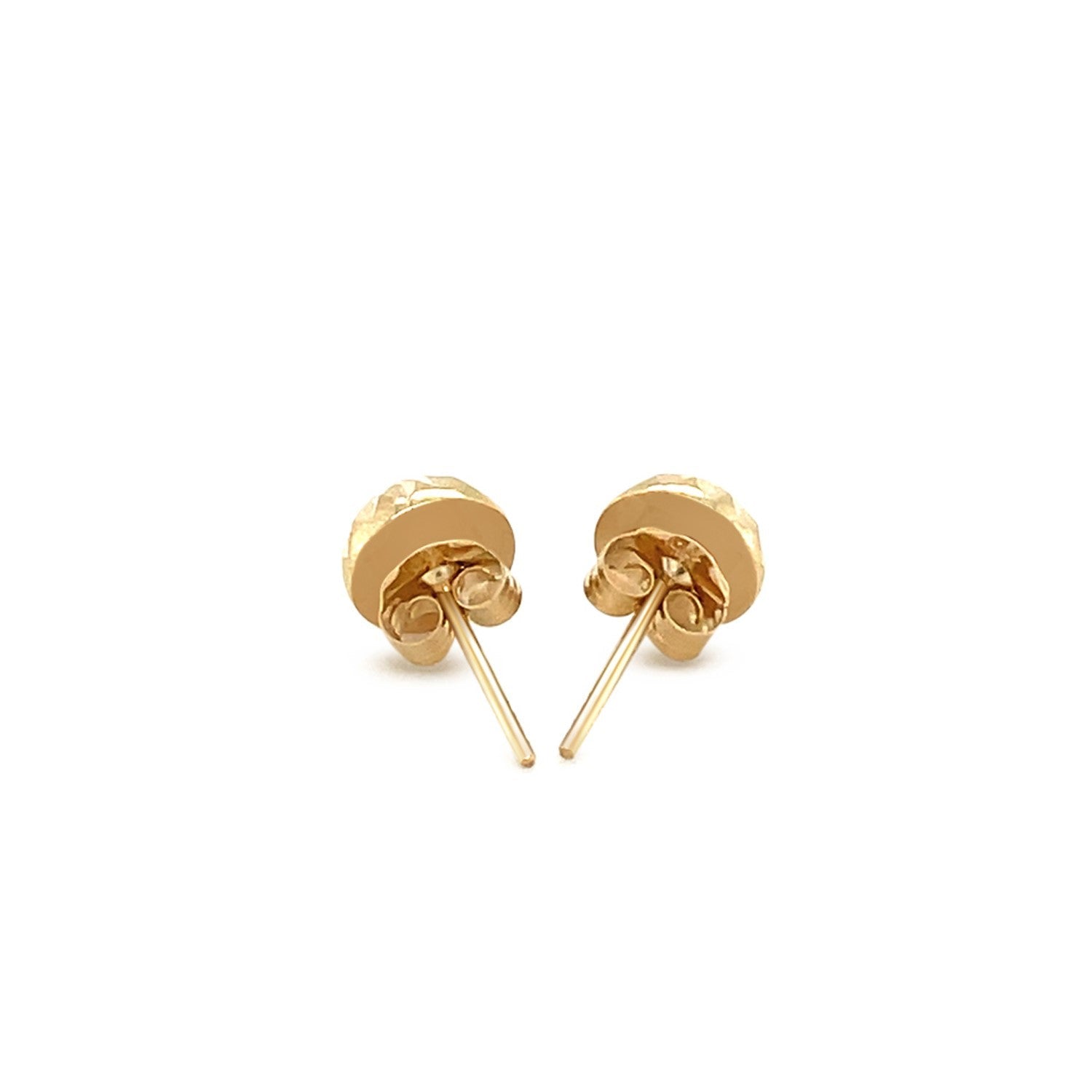 14k Yellow Gold Textured Flat Style Stud Earrings(6mm) - DestGlow