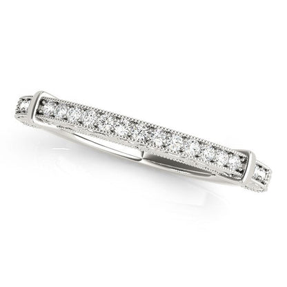 14k White Gold Bead Border Modern Wedding Band (1/8 cttw) by Bids.com