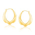 14k Yellow Gold Scallop Motif Graduated Oval Hoop Earrings - earrings