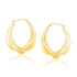 14k Yellow Gold Scallop Motif Graduated Oval Hoop Earrings 