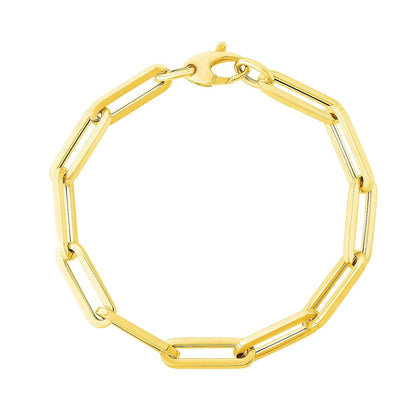 14K Yellow Gold Extra Wide Paperclip Chain Bracelet (6.10 mm) 
