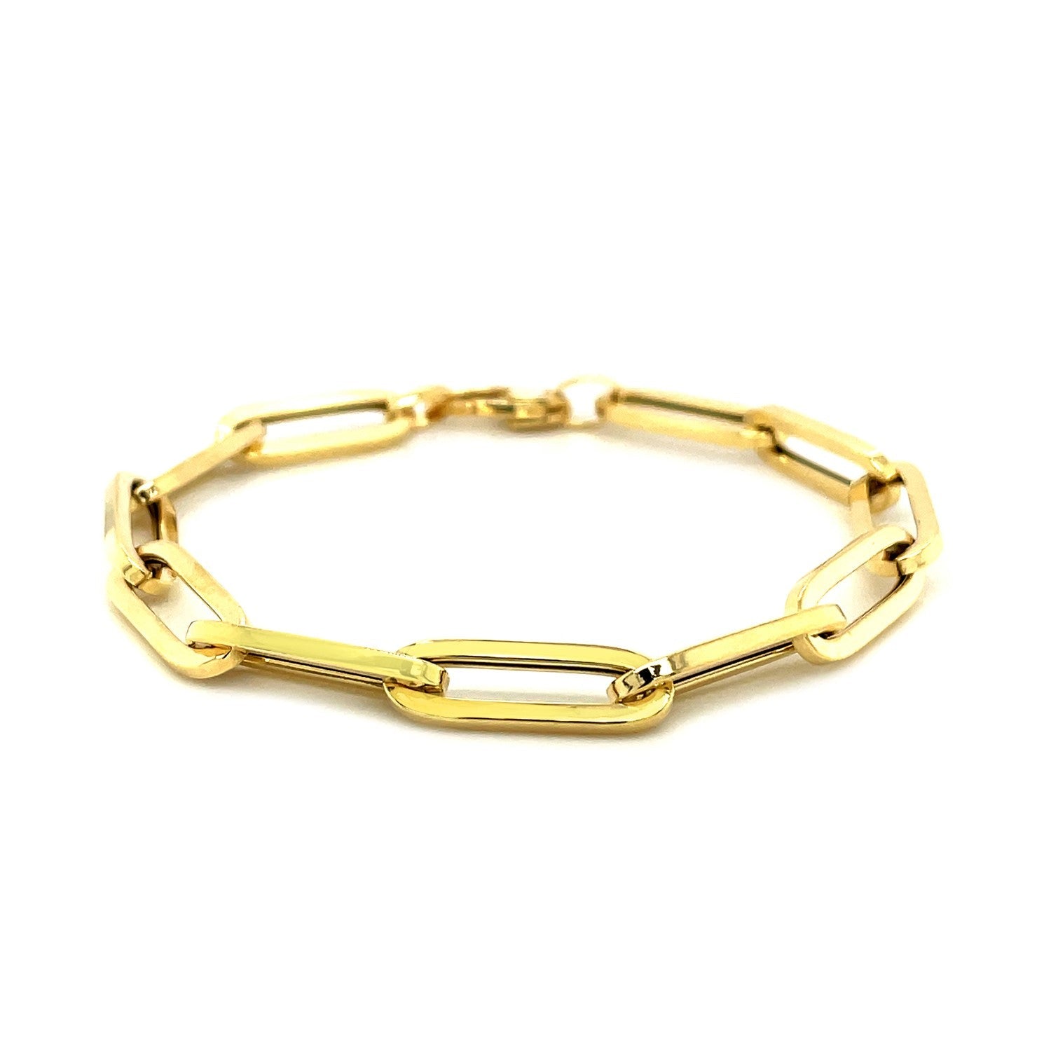 14K Yellow Gold Extra Wide Paperclip Chain Bracelet by Bids.com