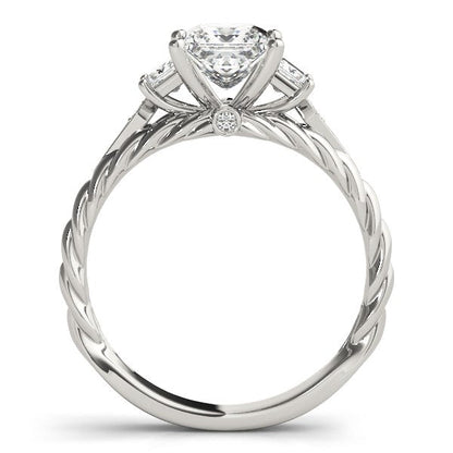 14k White Gold Princess Cut 3 Stone Antique Style Diamond Ring (1 1/8 cttw) by Bids.com