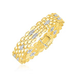 14k Two Tone Gold High Polish Diamond Panther Bracelet  (12.00 mm)
